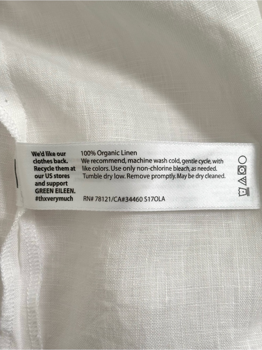 Eileen Fisher White Handkerchief Linen Tunic Mandarin Collar Button-Front M - Picture 7 of 7